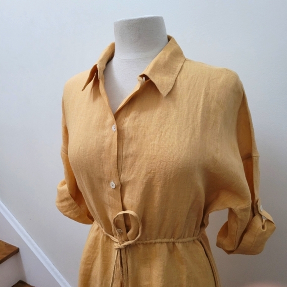 NWOT CHARLIE B 100% Linen Short Sleeves Tiered Shirt Maxi Dress Medium - Picture 4 of 6